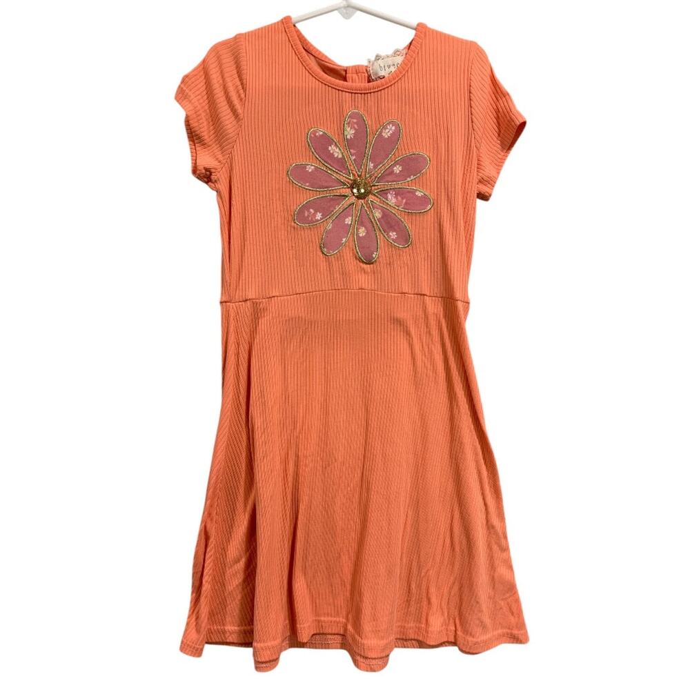 Size 7 btween Girls A-Line Tshirt Dress Flower Short Sleeve